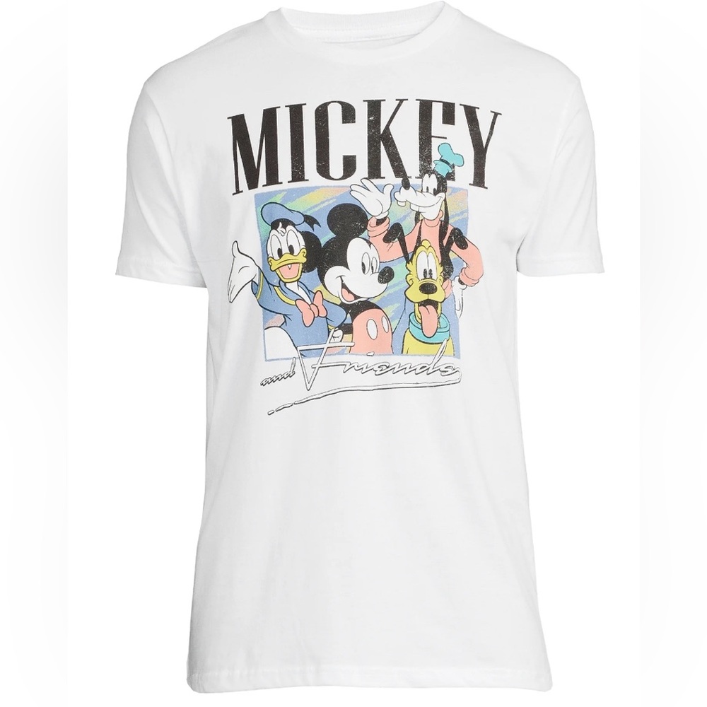 Disney White Graphic T-Shirt Mickey and Friends